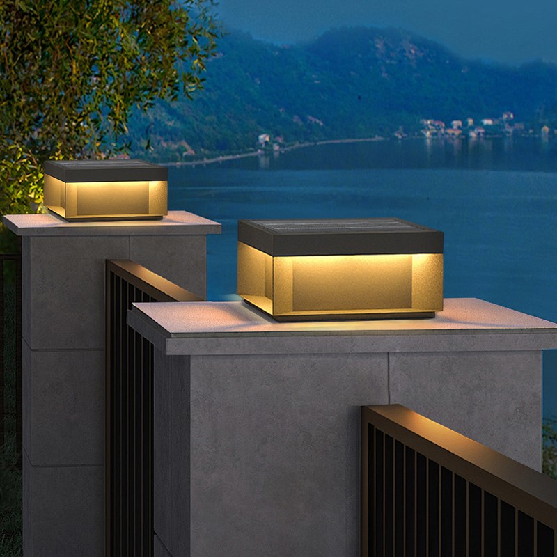 新款太阳能e防水柱头灯户外庭院大门头灯花园别墅柱子围墙草坪头