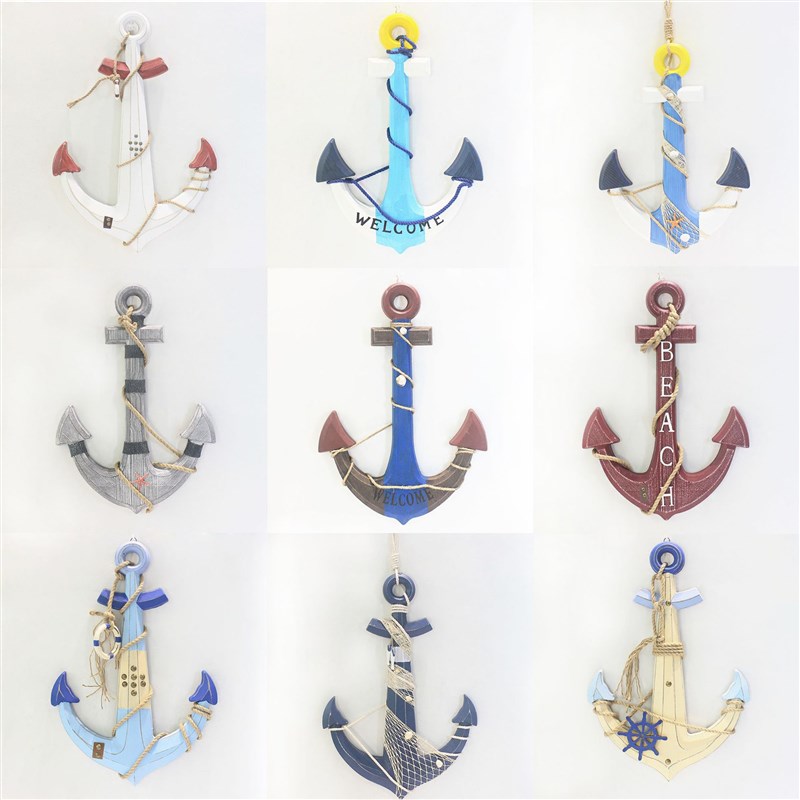 地中海风格c创意家居装饰62公分船锚挂件摆件木质工艺品创意礼品