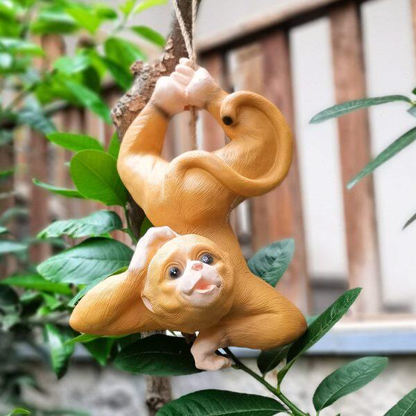 庭院户外树上挂件可爱小猴子挂饰装饰花园杂货卡通动物树脂吊饰