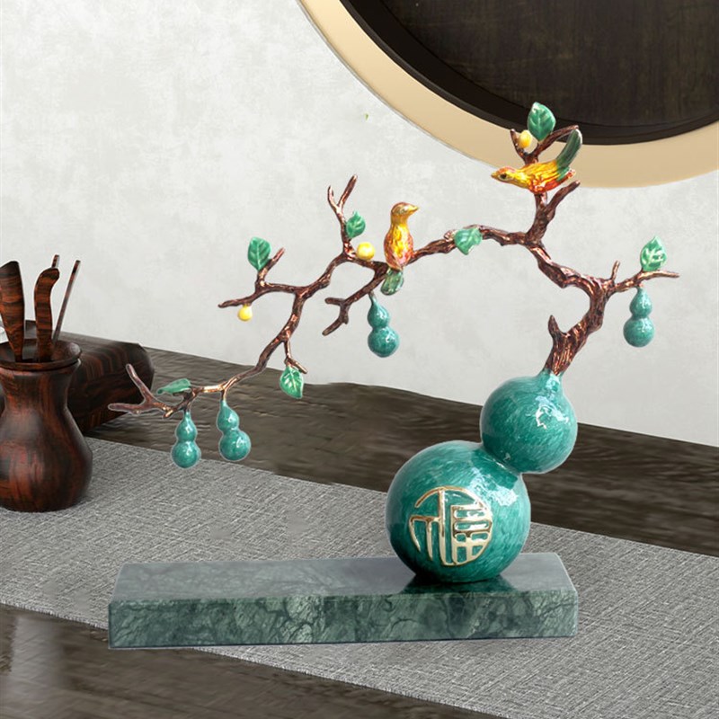 新中式宝绿色f葫芦家居摆件售楼部酒店书房电视柜酒柜乔迁送礼