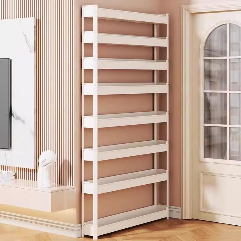超薄门后置物架儿童书架一体靠墙绘本架过道墙上落地极窄过道书架