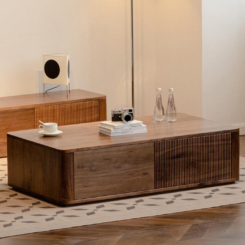 北美黑胡桃木实木茶几客厅家用茶桌小户型北欧复古小桌子现代简约