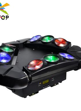 9头鸟LED蜘蛛摇头灯光束效果9颗10瓦RGBW四色灯珠X轴无极旋转