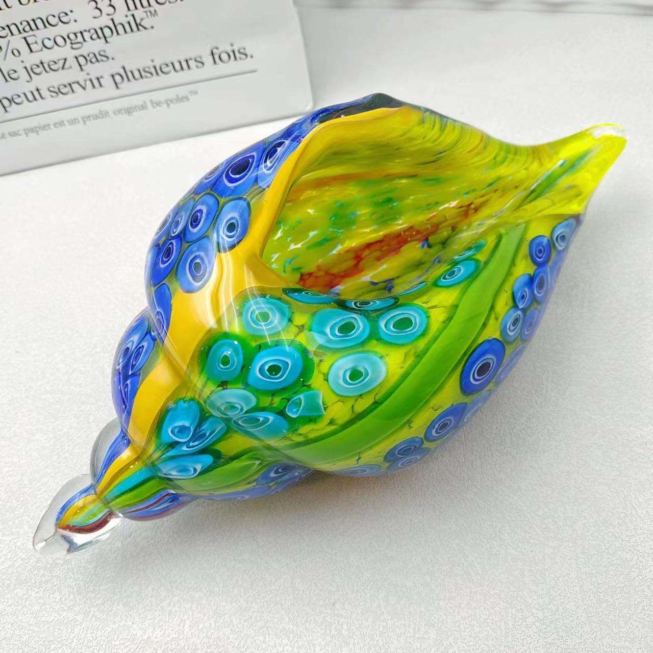 纯手工古法琉璃贝壳海螺玻璃创意果盘摆件样板间客厅餐桌玄关装饰