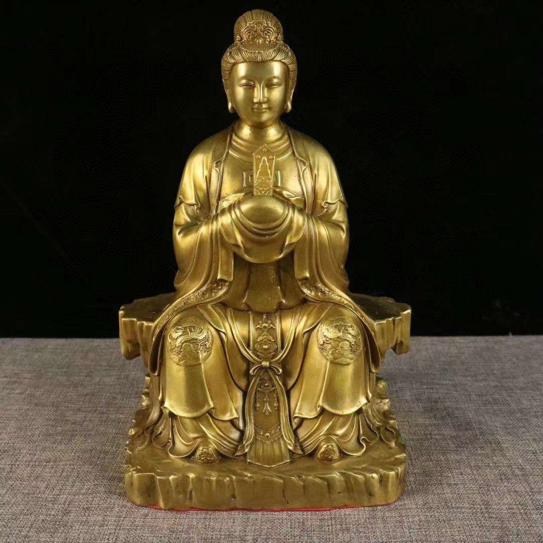 碧霞元君摆件纯铜泰山娘娘神像泰山圣母泰山奶奶家居客厅桌面像T