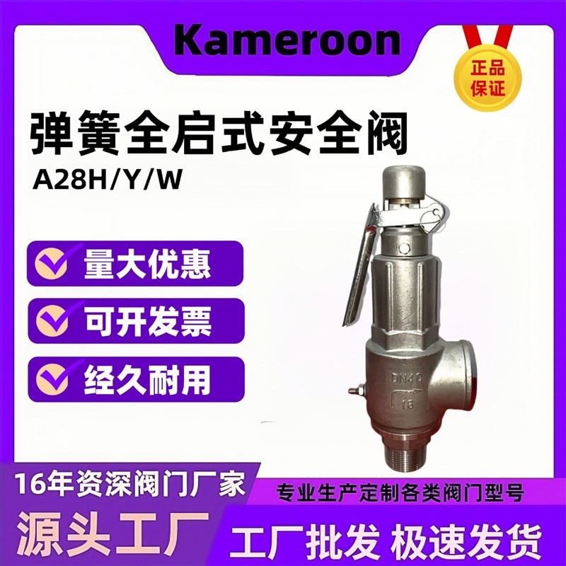 卡梅隆弹簧式安全阀A28H/Y/W-1w6/25/40/64/100C/P/RL空气蒸汽全
