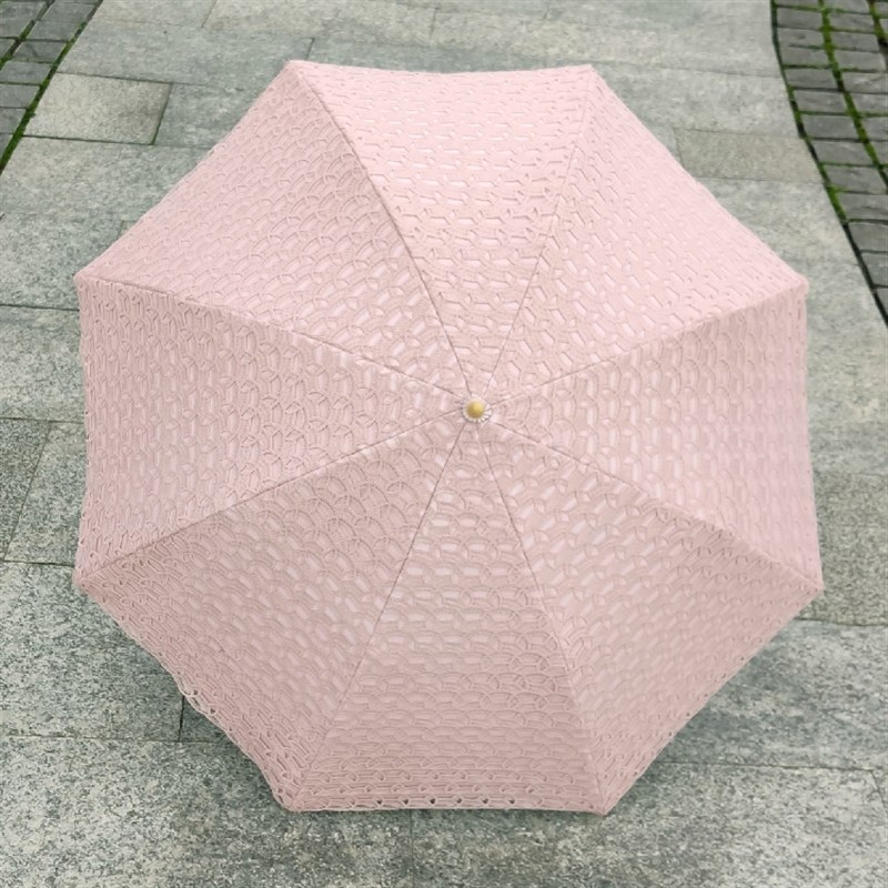 粉色太阳伞防晒防紫外线蕾丝镂空刺绣花二折黑胶晴雨伞女士洋伞