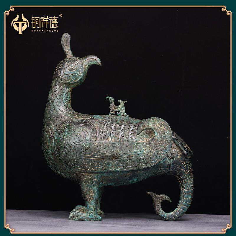 山西晋侯鸟尊~仿古摆件青铜器酒器纯铜家居工艺品博古架古玩收藏