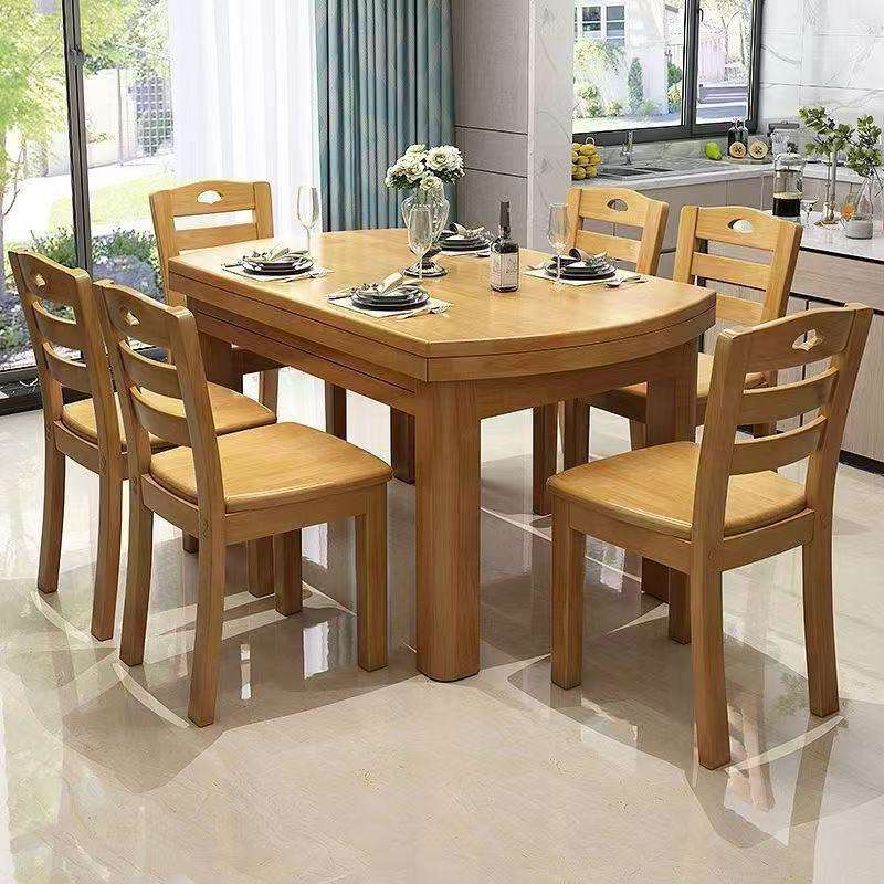 餐桌实木餐桌椅组合现代简约餐桌家用实木圆餐桌新中式吃饭桌子厂