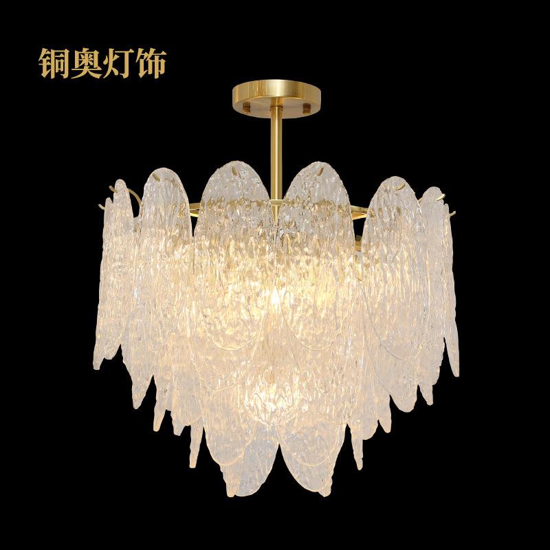 铜奥法式轻奢全铜吊灯简约玄关餐厅卧室后现代创意艺术玻璃