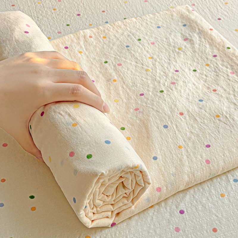 奶油风碎花双层纱j床单三件套单件100%水洗棉被单卧室双人学生宿