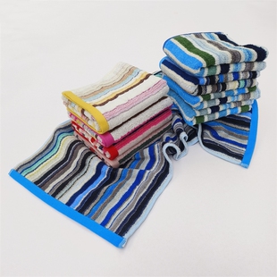 【包边条纹随机】色织双线圈纯棉条纹毛巾男女通用洗脸面巾柔软