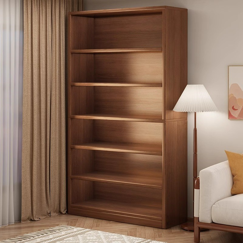 书架落地置物架一体靠墙整墙实木色展示柜储物柜R子家用转角书柜