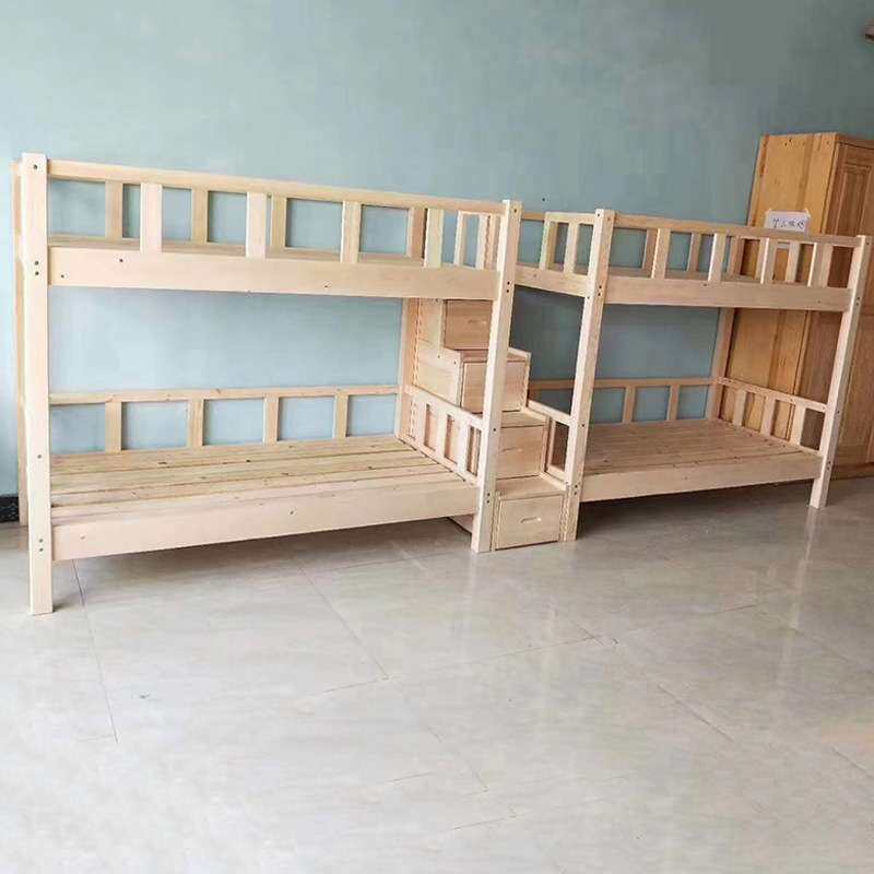 实木上下床学校宿舍松木高低子母床可拆卸员工上下铺木床现代简约