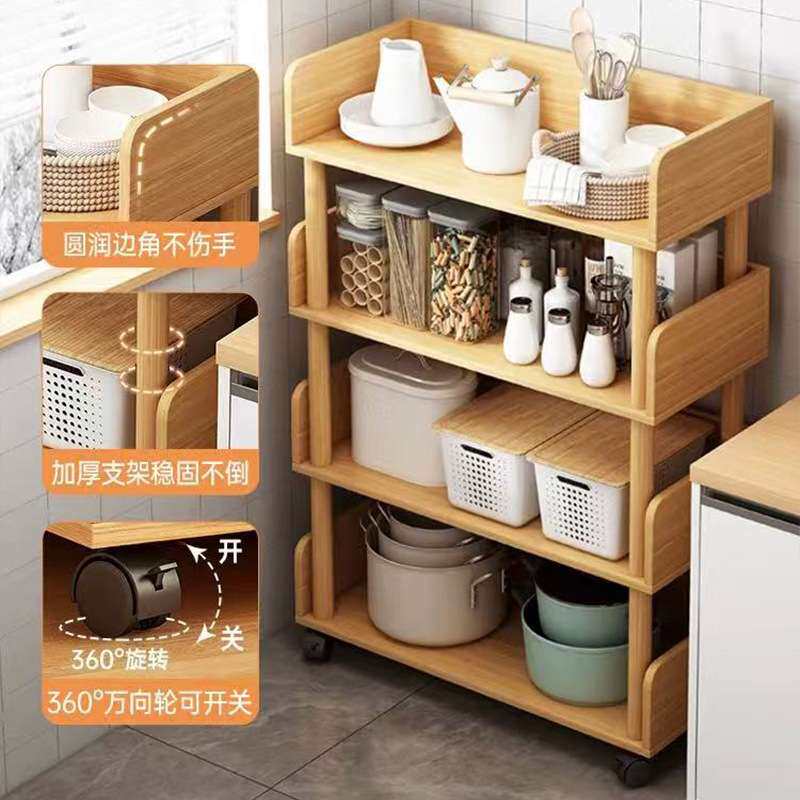 纯实木书架落地置物架家用办公松木储物架大容量收纳架一体可移动