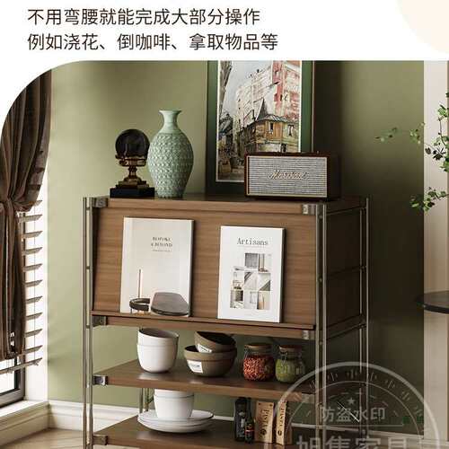 置物柜中古风翻门杂志陈列柜落地餐边柜客厅卧室床头柜沙发矮柜
