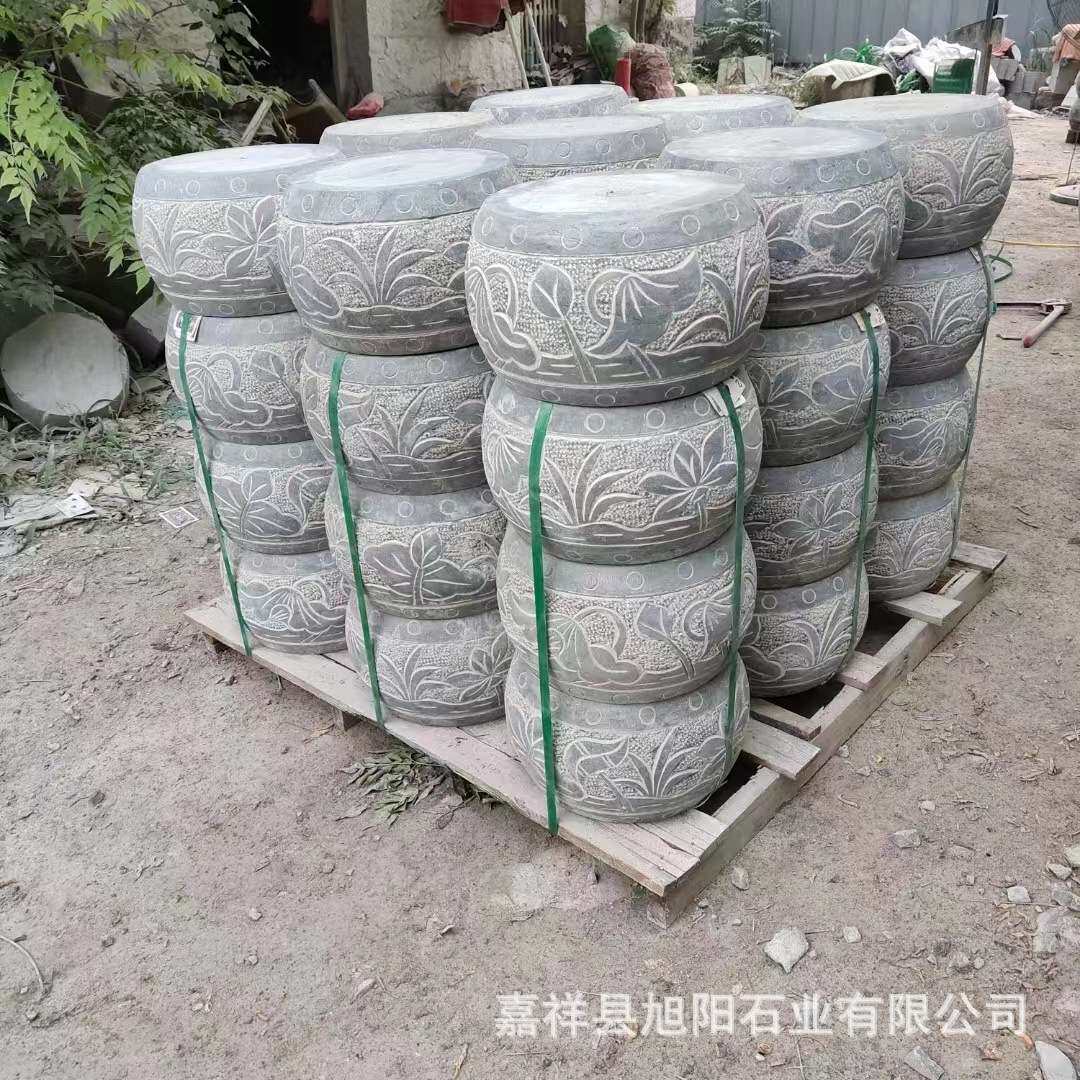 花盆石柱墩底座 垫基石柱脚石木柱装饰石圆墩空心石柱础柱墩石