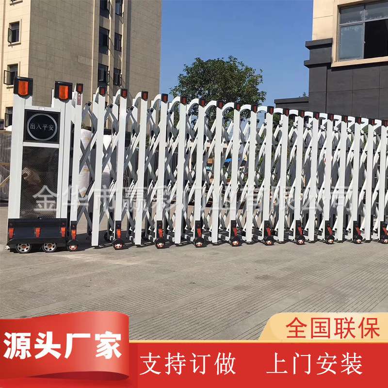 不锈钢封板电动收缩门封闭工地厂房幼儿园学校屏风折叠电动伸缩门