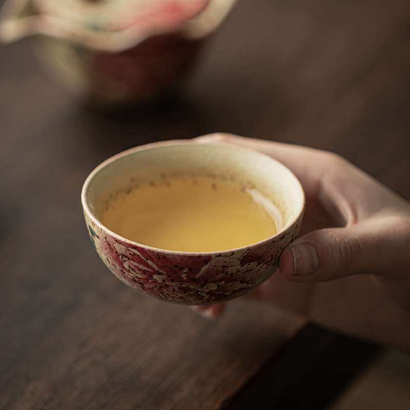 青花火石红念想旅行快客杯便携式车载露营陶瓷一壶三杯泡茶套组