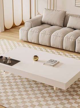 意式极简法式白色悬浮长方形茶几桌现代简约亚克力岩板茶几电视柜