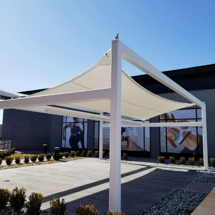 四角凉亭张拉膜结构 抗紫外线高透光材料 马鞍形设计用于私家庭院