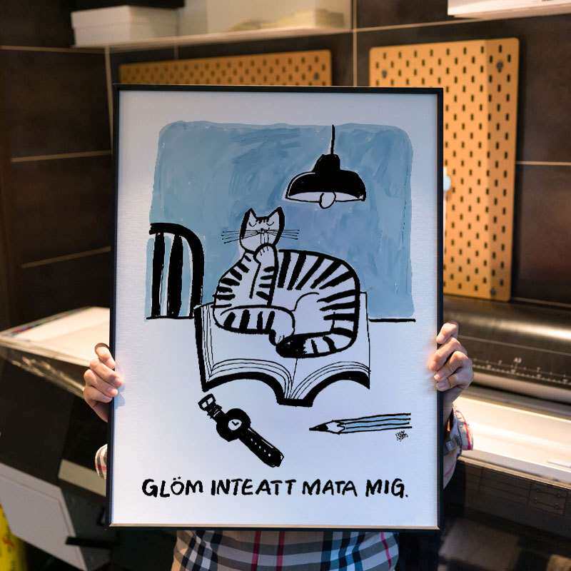可爱喵星人装饰画小黑猫宠物店猫咖挂画软装画卧室墙画工作室墙画