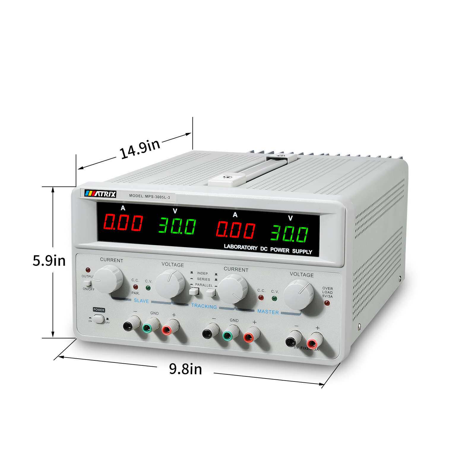 深圳麦创30V5A*2固定5V3A多路可调线性直流电源MPS-3005L-3
