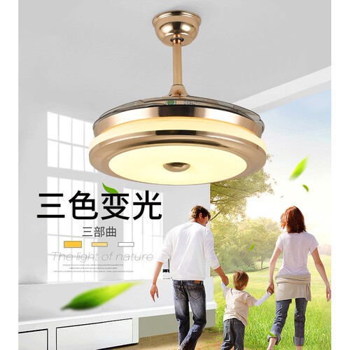 led风扇灯隐形42寸风扇灯卧室灯吊扇灯吸顶隐形吊扇灯LED光