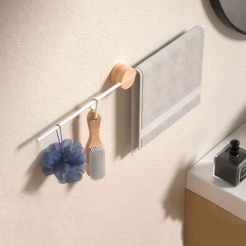 极简浴室毛巾架免打孔卫生间实木毛巾杆白色奶油风单杆挂毛巾架子,鲜花速递/花卉仿真/绿植园艺,割草机/草坪机,淘宝优惠券,粉丝福利购,淘宝优惠卷