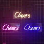 跨境背板cheers霓虹灯彩灯造型灯酒吧氛围灯挂墙节日派对卧室装 饰