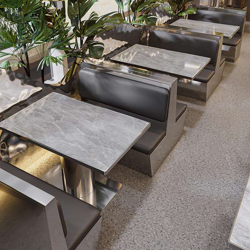 轻奢西餐厅不锈钢半圆卡座沙发网红主题火锅烤肉店茶餐厅桌椅组合