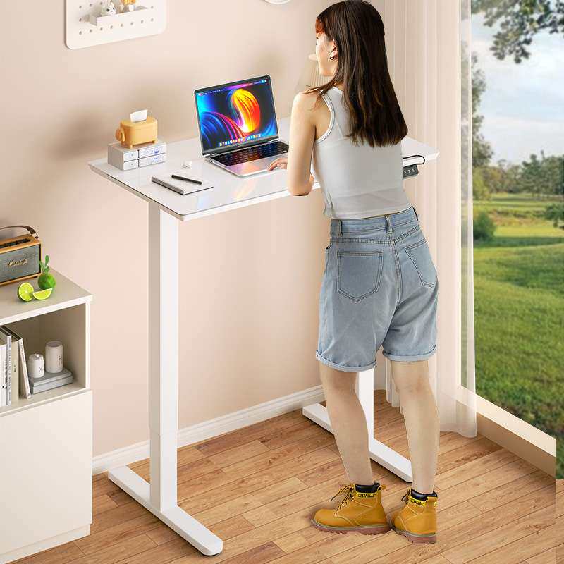 joyworke智能电动升降桌钢化玻璃电脑桌小尺寸书桌办公家用移动办