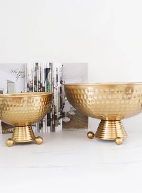 现代简约金属工艺三脚珠花器轻奢摆件客厅样板房装饰品软装饰品