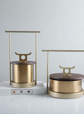 新中式金属提盒摆件客厅书房玄关电视柜样板房收纳盒软装饰品