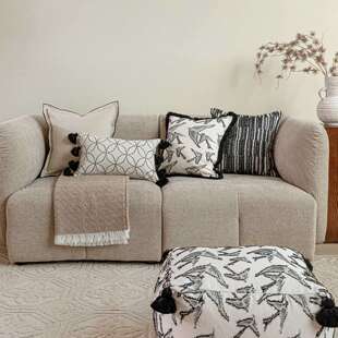 燕语呢喃抱枕套装法式奶油风客厅沙发靠枕黑白剪花燕子靠垫腰枕套