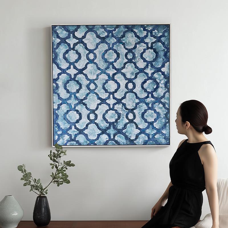 法式复古餐边柜《富贵海棠窗》玄关经典老花装饰画中古茶室挂画