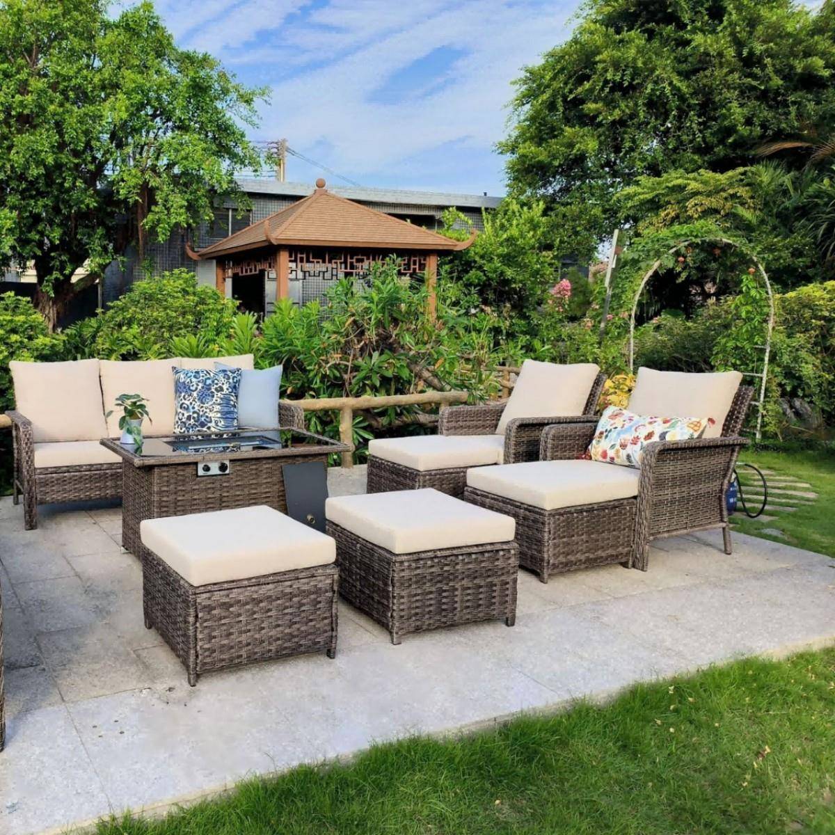 户外沙发别墅庭院花园沙发休闲露台藤椅室外防水防晒编藤沙发组合