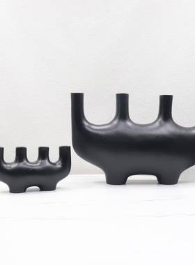 简约现代白色树脂创意多孔抽象几何雕塑 样板间客厅玄关桌面摆件