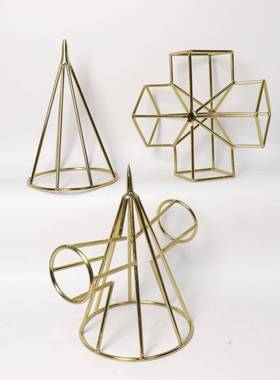 金属锥形几何摆件时尚款轻奢现代简约客厅样板房设计师款软装