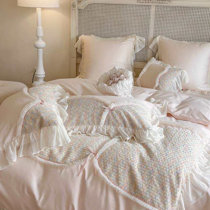 韩式清新100支全棉磨毛四件套秋冬保暖加厚公主少女蕾丝花边被套,电子元器件市场,其它元器件,淘宝优惠券,粉丝福利购,淘宝优惠卷