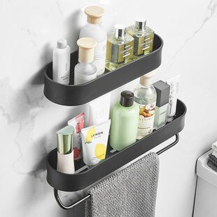 40卫生间置物架/小型墙上60宽架10免打孔长壁挂/50毛巾杆/窄30cm