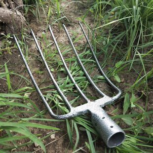实心叉叉子叉子土钢五松柄加厚叉工具全草土牛农用木钢挖粪铁大股