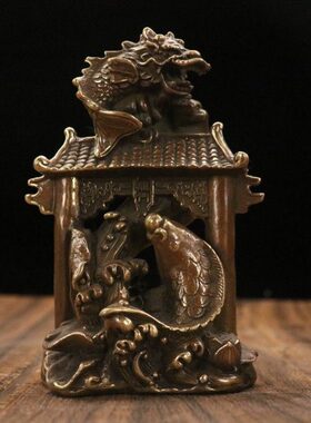 门桌面家居摆件黄铜送朋友龙跃小号礼品雕塑书桌新品工艺品鲤鱼