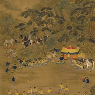 复制画绢艺术皇帝围猎聚乾隆高清画图打印清郎世宁装饰画微喷餐