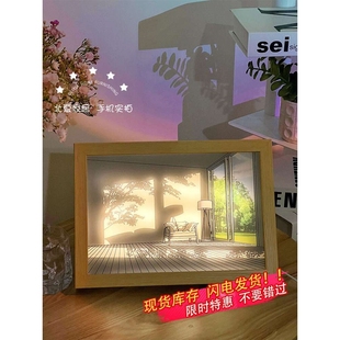 led灯光画床头艺术小夜灯大雄的房间灯画装饰画发光画壁画灯家居