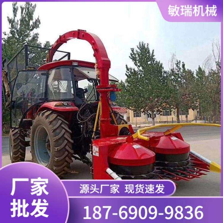 拖拉机轮式圆盘牧草收割青储机转盘式竹草粉碎收割青储机