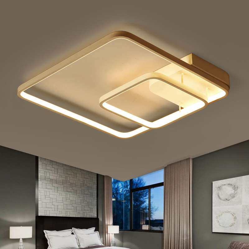 跨境卧室灯简约现代房间灯温馨浪漫大气客厅个性创意灯正方吸顶灯