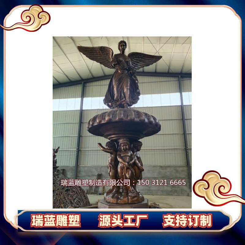厂家纯铜喷泉雕塑 自由女神喷泉雕塑 别墅广场小区流水艺术摆件
