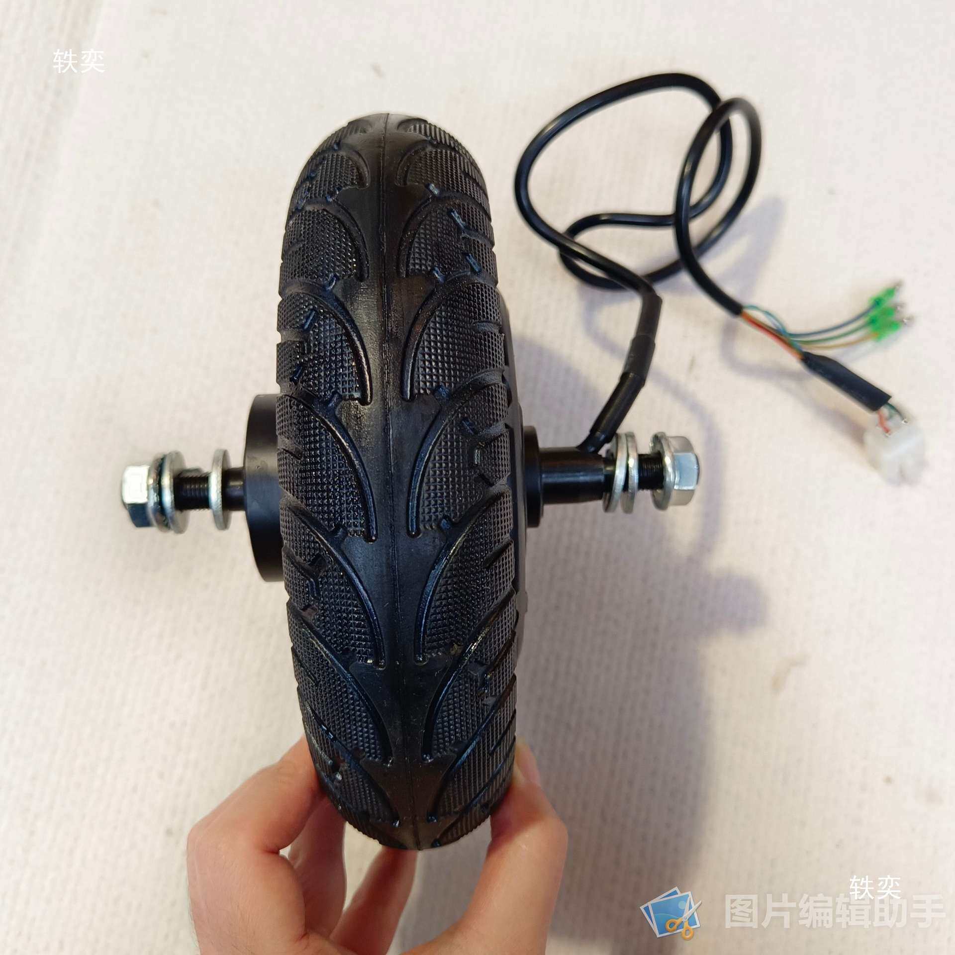8寸24V36V48V350W电动滑板车改装配件小海豚无刷轮毂电机实心胎
