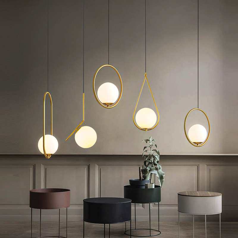 跨境北欧后现代金色小吊灯简约个性餐厅吧台单头过道玄关床头